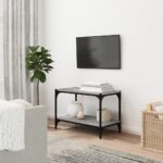 Chic Industrial Grey Sonoma TV Stand Media Console Storage Engineered Wood Steel