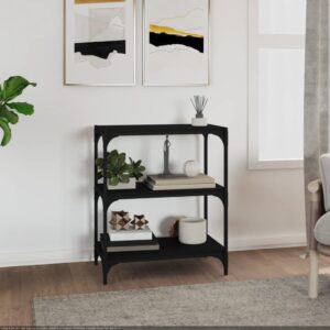 Chic Black Engineered Wood Steel Book Cabinet Storage Organizer Industrial