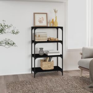 Chic Black Engineered Wood Steel Book Cabinet Ample Storage Industrial