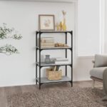 Chic Grey Sonoma Bookcase Cabinet Engineered Wood Steel Frame Storage Organizer