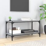 Chic Industrial Grey Sonoma TV Stand Media Console with Steel Frame and Shelves