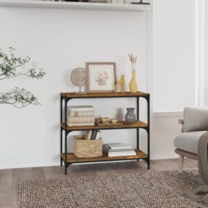 Chic Smoked Oak Book Cabinet Industrial  Engineered Wood Steel Frame Storage