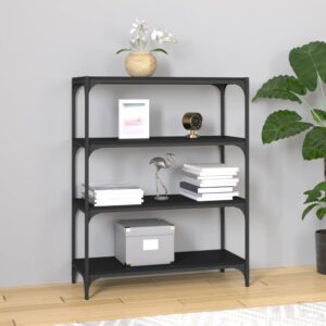 Chic Black Engineered Wood Steel Book Cabinet Storage Organizer Industrial