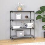 Chic Grey Sonoma Bookcase Cabinet Industrial  Engineered Wood Steel Frame