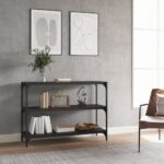 Chic Black Engineered Wood Steel Book Cabinet Ample Storage Industrial