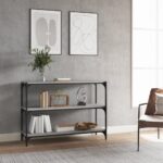 Chic Grey Sonoma Bookcase Cabinet Engineered Wood Steel Frame Storage Organizer