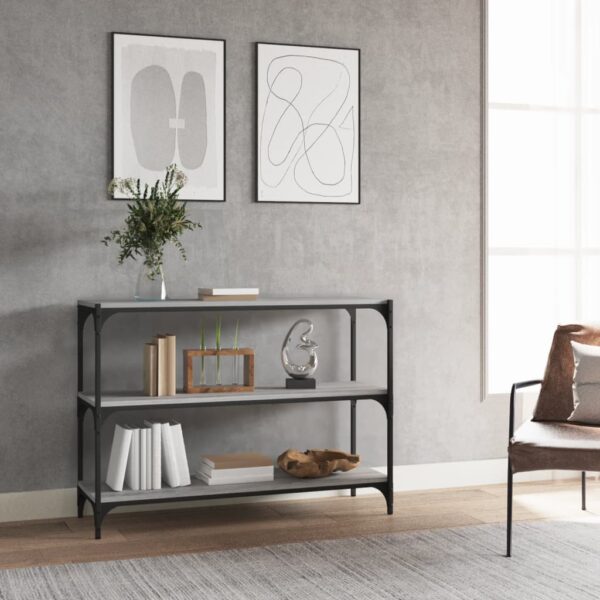 Chic Grey Sonoma Bookcase Cabinet Engineered Wood Steel Frame Storage Organizer