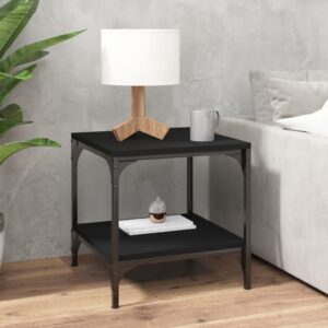 Stylish Black Coffee Table Engineered Wood Sturdy Steel Frame Ample Storage