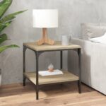 Stylish Sonoma Oak Coffee Table Industrial Engineered Wood Steel Frame Storage