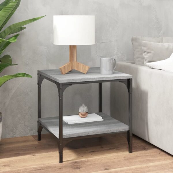 Stylish Grey Sonoma Coffee Table Engineered Wood Sturdy Steel Frame Storage