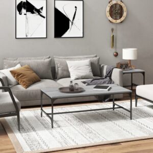 Stylish Grey Sonoma Coffee Table Industrial Engineered Wood Sturdy Adjustable