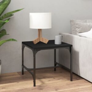 Stylish Black Coffee Table Industrial Engineered Wood Sturdy Adjustable Legs