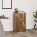 Chic Smoked Oak Sideboard Storage Cabinet Engineered Wood Spacious Organizer