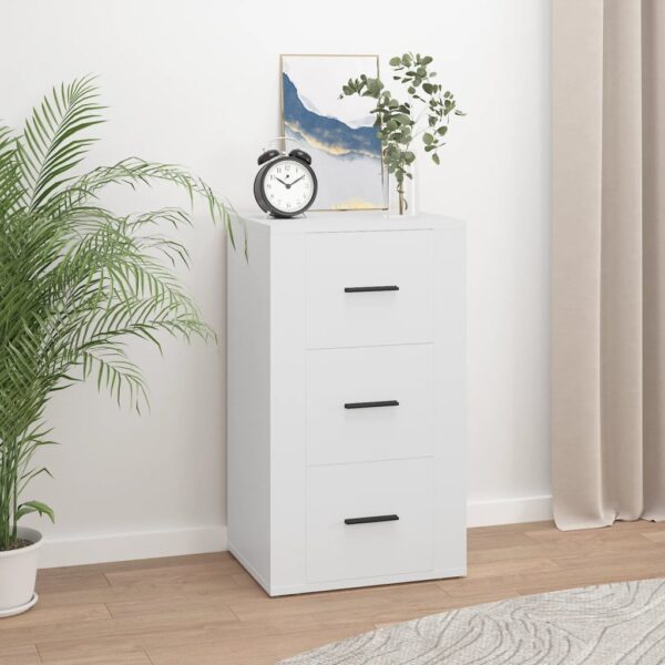 Chic White Engineered Wood Sideboard Storage Cabinet with 3 Drawers for Home