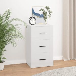 Chic High Gloss White Sideboard Storage Cabinet with 3 Drawers for Home Decor