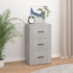 Chic Concrete Grey Sideboard Storage Cabinet with Sturdy Wood Drawers