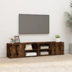 Chic Smoked Oak Engineered Wood TV Cabinets Pair with Spacious Storage