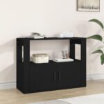 Elegant Black Sideboard Engineered Wood Spacious Storage Moisture Resistant