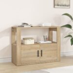 Elegant Sonoma Oak Sideboard Engineered Wood Spacious Storage Moisture Resistant