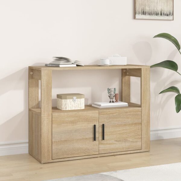 Elegant Sonoma Oak Sideboard Engineered Wood Spacious Storage Moisture Resistant