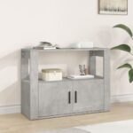 Elegant Grey Sideboard Engineered Wood Storage Cabinet with Shelves