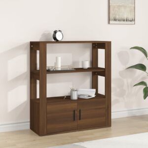 Elegant Brown Oak Sideboard Engineered Wood Spacious Storage Moisture Resistant