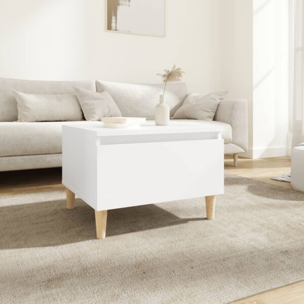 Chic White Side Table Engineered Wood Scandinavian Design with Drawer Storage