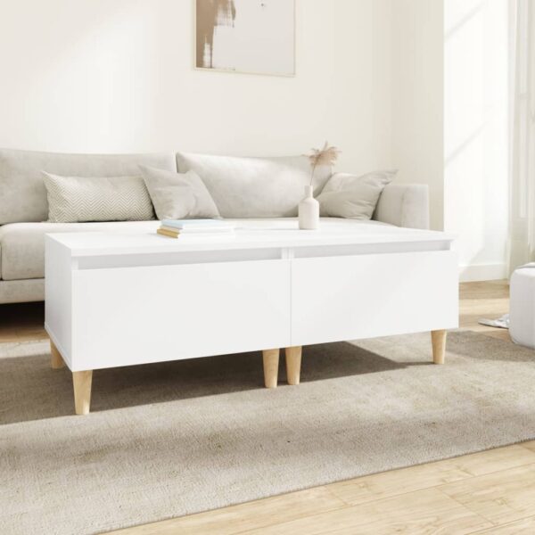 Chic White Scandinavian Inspired Side Tables Set of 2 Engineered Wood with Drawer