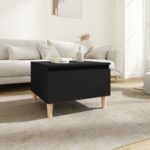 Chic Black Side Table Engineered Wood Scandinavian Design with Storage Drawer