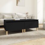 Chic Black Side Tables Set of Two - Engineered Wood  Spacious Drawer  Sturdy