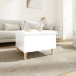 Scandinavian High Gloss White Side Table Engineered Wood with Drawer