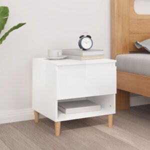 Elegant High Gloss White Bedside Table Chic Engineered Wood Storage Nightstand