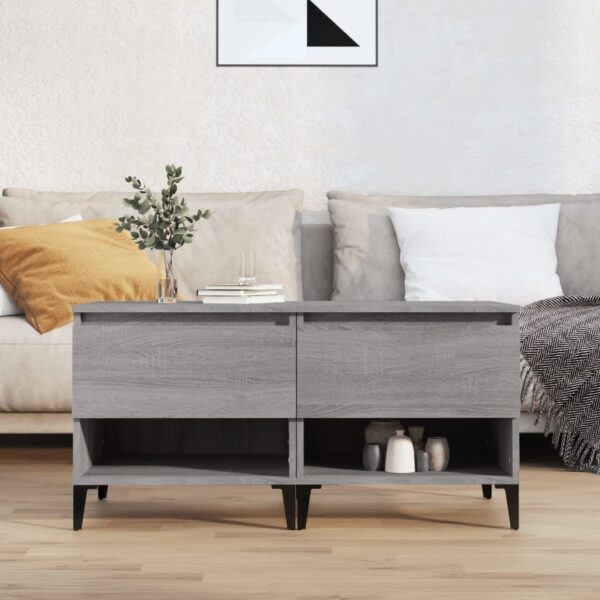 Chic Grey Sonoma Engineered Wood Side Tables Set with Storage and Metal Feet