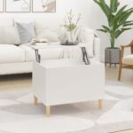 Elegant White Lift-Top Coffee Table Engineered Wood Hidden Storage Modern Design