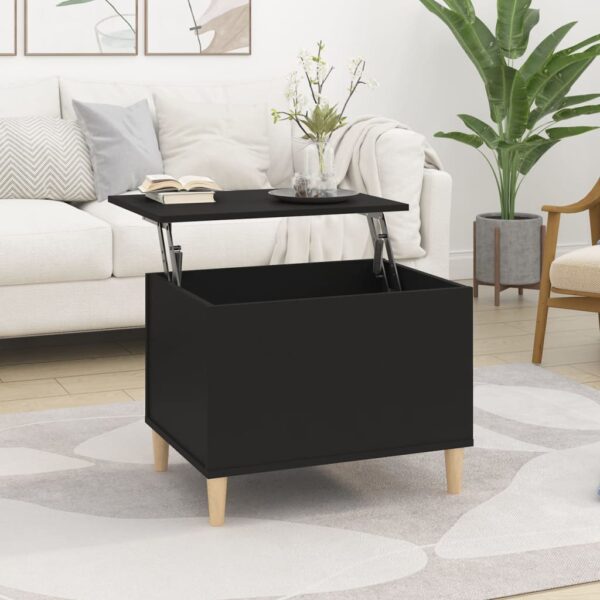 Elegant Black Lift-Top Coffee Table Engineered Wood Hidden Storage Sturdy Surface