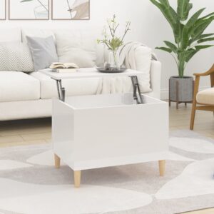 High Gloss White Lift-Top Coffee Table Engineered Wood Hidden Storage Chic Design