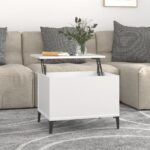 Elegant White Lift-Top Coffee Table Engineered Wood Hidden Storage Modern Design