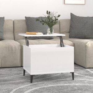 High Gloss White Lift Top Coffee Table Engineered Wood Hidden Storage Modern Design