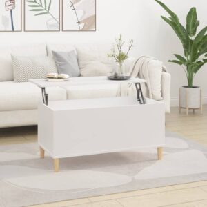 Elegant White Lift-Top Coffee Table Engineered Wood Hidden Storage Sturdy Surface