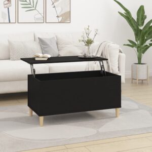 Elegant Lift-Top Coffee Table Black Engineered Wood Hidden Storage Sturdy Surface