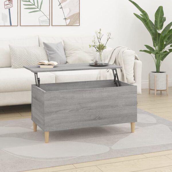 Chic Lift-Top Coffee Table Grey Sonoma Engineered Wood Ample Storage Space