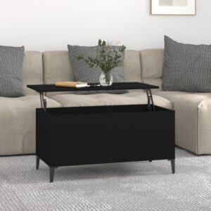 Elegant Black Lift-Top Coffee Table Engineered Wood Hidden Storage Sturdy Surface