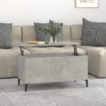 Chic Lift-Top Coffee Table Concrete Grey Engineered Wood Hidden Storage Sturdy