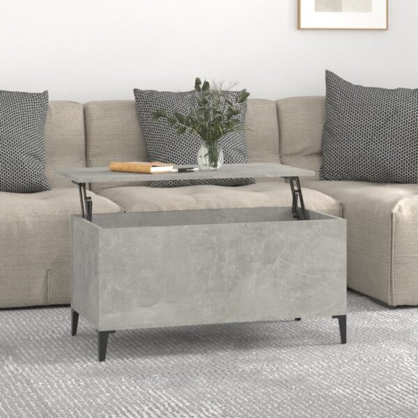 Chic Lift-Top Coffee Table Concrete Grey Engineered Wood Hidden Storage Sturdy