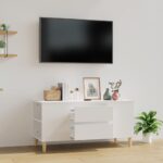 Chic White TV Stand Cabinet Modern Scandinavian  with Storage Drawers