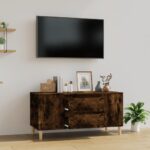 Modern Smoked Oak TV Stand Cabinet Engineered Wood with Storage Scandinavian