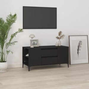 Chic Black Engineered Wood TV Stand Media Console with Storage Drawers