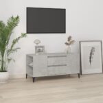 Modern Concrete Grey TV Stand Cabinet Engineered Wood with Storage Compartments