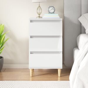 Chic High Gloss White Bedside Cabinet Engineered Wood Nightstand with Drawers