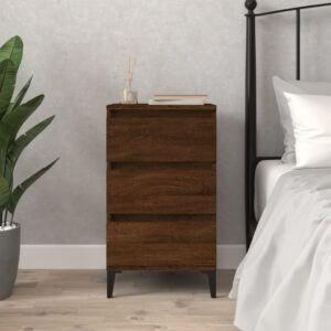 Chic Brown Oak Bedside Cabinet Industrial  Engineered Wood Metal Feet